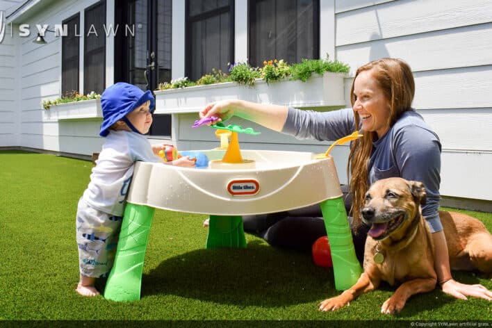 SYNLawn San Bernardino CA pets artificial grass safe for family dogs and kids